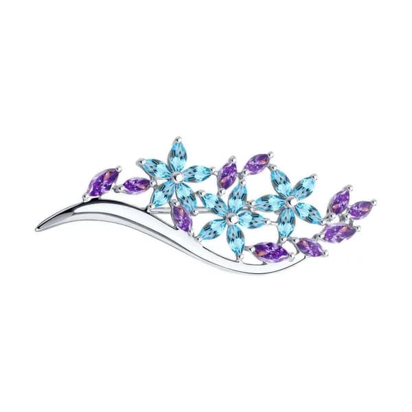 Серебряная брошь DIAMANT-ONLINE с фианитом 925 пробы