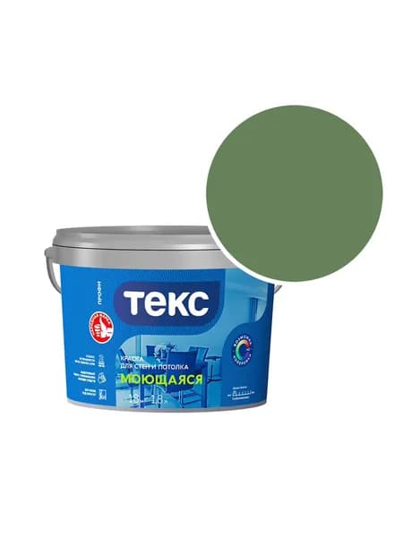 Краска моющаяся Текс Профи RAL 6011 (Резедово-зелёный - Reseda green) 1,8 л