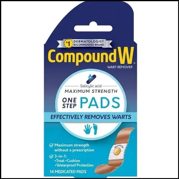 Compound W Pads, пластыри от бородавок, для удаление кожных наростов, 14 шт.