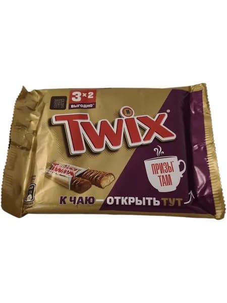 Шоколадные батончики TWIX с карамелью, покрытые молочным шоколадом 165 гр. ( 3 упаковки по 55 гр.)