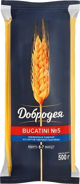 Макароны ДОБРОДЕЯ Bucatini №5, группа А высший сорт, 500г