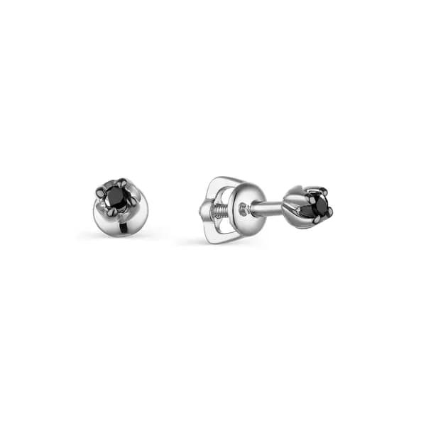 Серьги из белого золота DIAMANT-ONLINE с чёрным бриллиантом 585 пробы