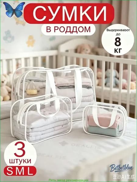 Сумки в роддом для беременных для мамы комплект 3 шт матовые