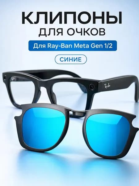 Клипсы Ray-Ban Meta Gen1/2 голубые поляризационные защита глаз 50-22
