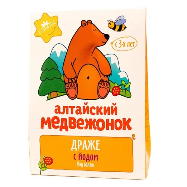 Алтайский медвежонок драже с йодом Алтайфлора, 75г