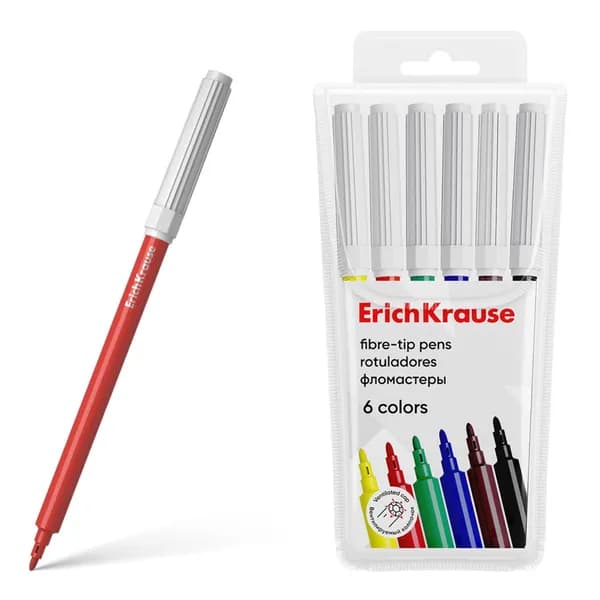 Фломастеры 6цв "Erich Krause. Basic", вент.колпачок, блистер