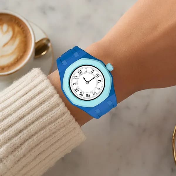 Браслет Swatch x Royal Pop из биокерамики и силикона, синий, крепление 3 часа