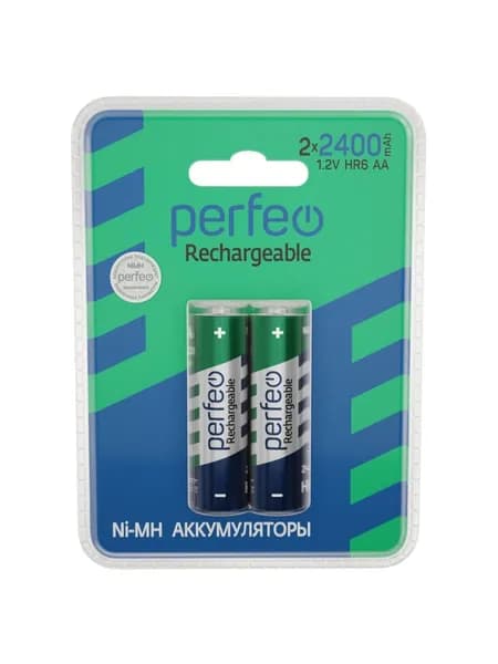 Perfeo Ni-Mh аккумуляторы HR6 AA 2400mAh на пластиковом блистере, 2шт, 1.2V