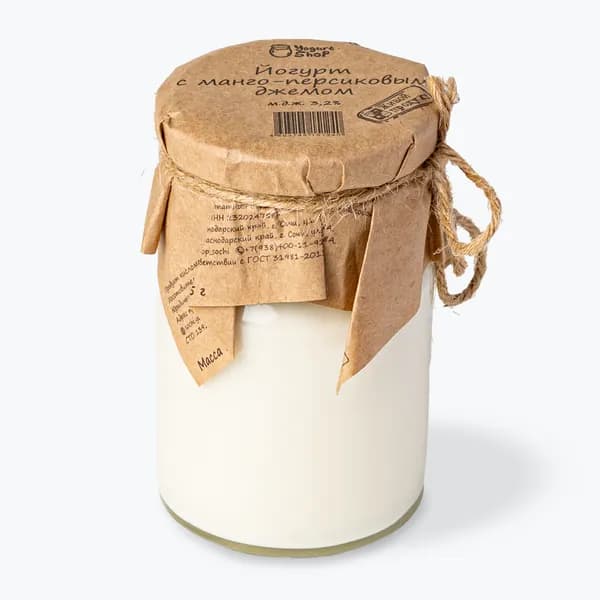 Йогурт термостатный, с манго-персиковым джемом, 3,2% 185 г, Yogurt Shop