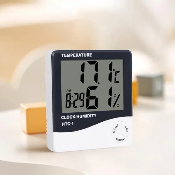 Цифровой комнатный термометр гигрометр HTC-1 Room Temp Humidity Meter Clock