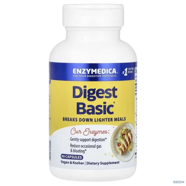 Пищевая добавка Основные ферменты энзимы Энзимедика Enzymedica Digest Basic, 90 капсул