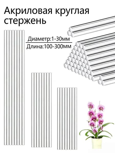 Прозрачный круглый акриловый стержень 1.5x250 мм, набор из 5 штук, для моделирования и рукоделия