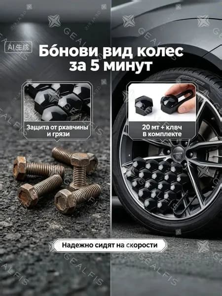 Колпачки на колесные болты, комплект 20 шт со съемником-черные заглушки на гайки, для защиты от ржавчины и тюнинга авто