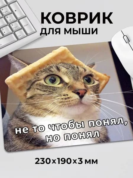 Коврик для мышки с приколом мем котик Не то чтобы понял но