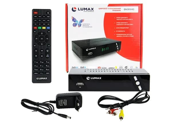 Цифровой ресивер для DVB-T2 , ТВ приставка, поддержка DVB-T/С, бесплатно от 20 каналов, тв тюнер, медиаплеер, IPtv, SuperCast LUMAX 3111