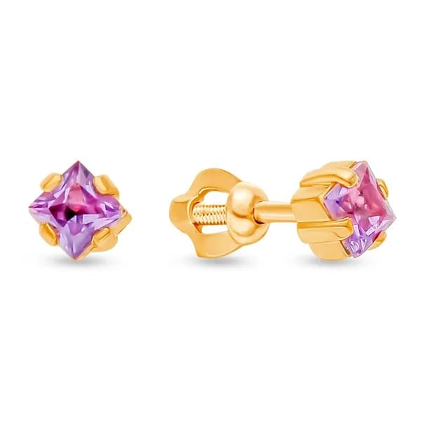 Серьги женские с аметистами из красного золота 375 пробы 585GOLD