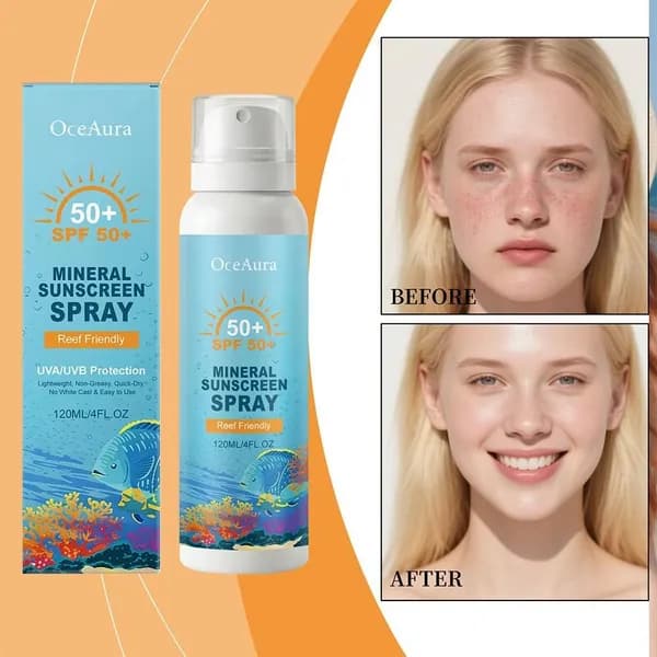 Минеральный солнцезащитный спрей SPF 50+, широкая защита UVA/UVB, без белого налета, легкая текстура 120 мл