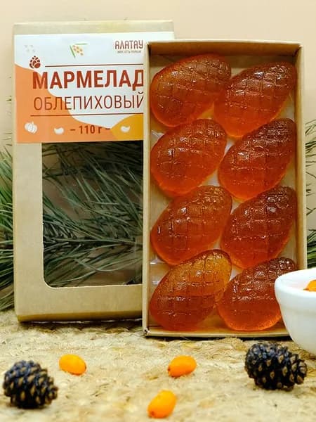 Мармелад натуральный Алатау, облепиховый, 110 гр, полезные сладости