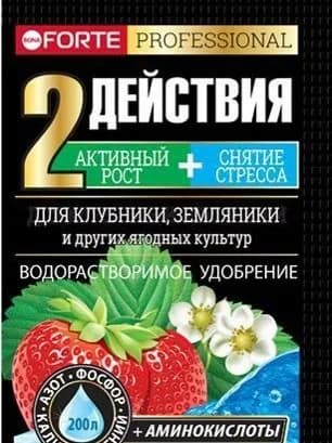 Удобрение для клубники и земляники 100г водорастворимое с аминокислотами Bona Forte