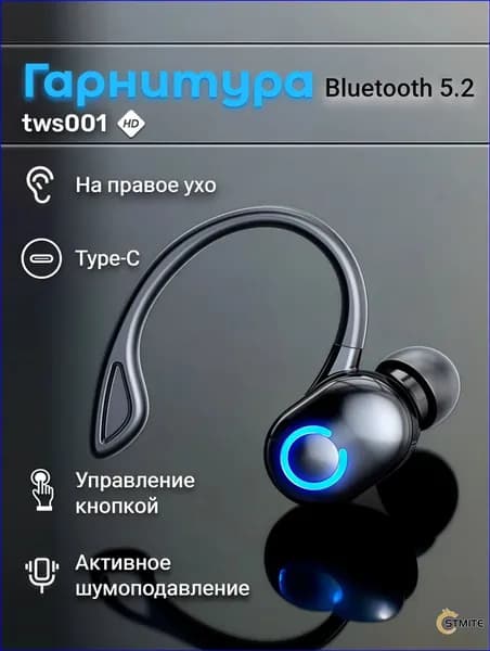 TWS Наушники беспроводные с микрофоном, Bluetooth, USB Type-C, черный