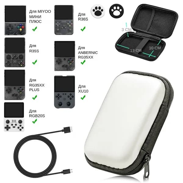 Жесткий чехол из ЭВА с 2 крышками джойстика для Miyoo Mini Plus/RG35XX/R36S/R35S