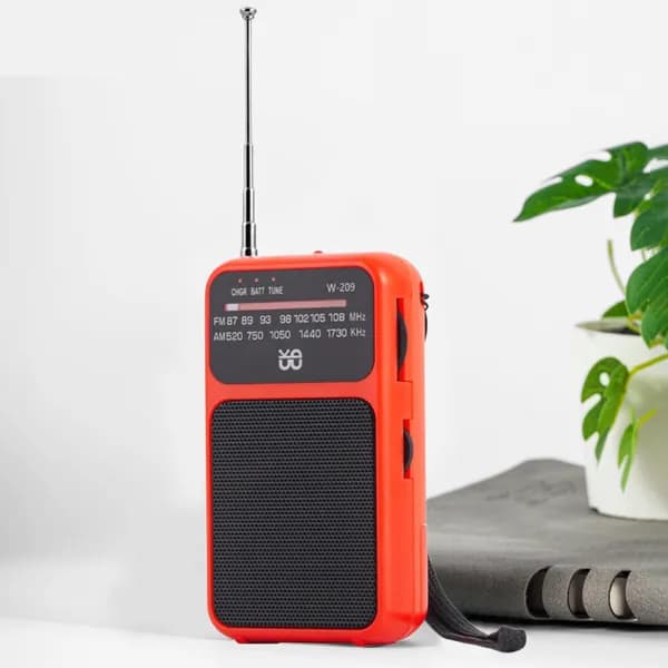 milochic Магнитола Портативное карманное AM FM-радио с батарейным питанием, указательное радио, встроенный динамик, красный