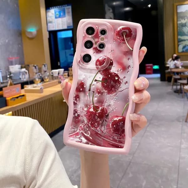 Чехол на Самсунг галакси Samsung S24 Ultra Свежий вишня Корпус телефона с волновой рамкой защищен от сбрасывания