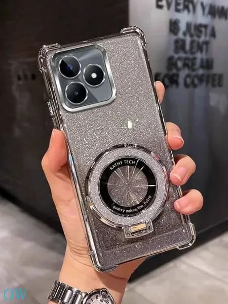 Противоударный чехол с блестками для Realme C61, C63, Note60, Note60X - защита и стиль