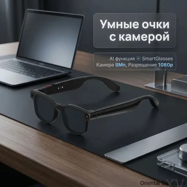 Качественные AIочки с камерой 8Мп, видеозапись 1080p HD и интегрированным SmartGlassesпереводом. G66