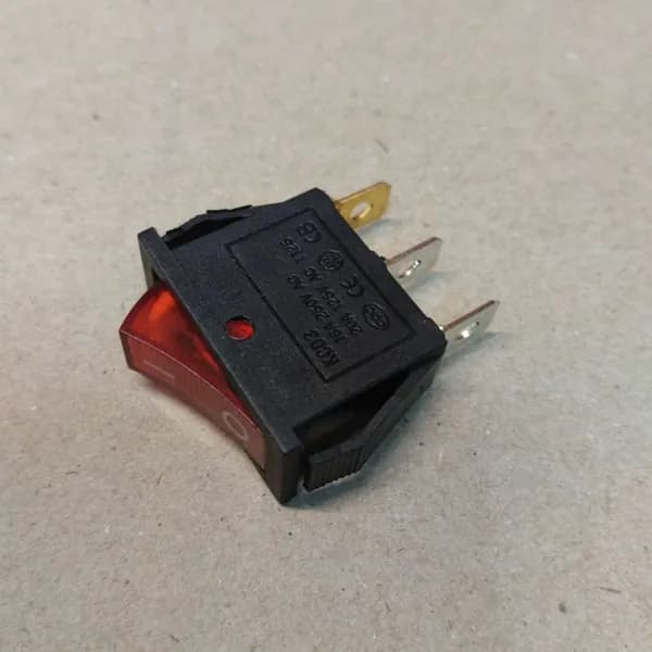 Переключатель одноклавишный с подсветкой KSD3 узкий 3-pin, 16A 250V