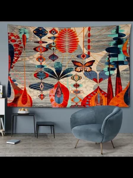 Гобелен 95x70см, бабочки и перья