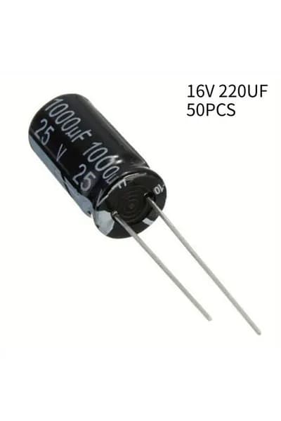 50PCS алюминиевый электролитический конденсатор 16V 220UF для телевизора, ЖК-дисплея, радио, микроволновой печи, игры