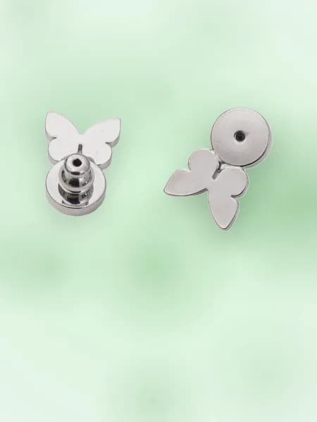 1 пара прочных держателей для серег, комфортная поддержка, Silver - Butterfly
