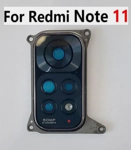 Стекло камеры для Xiaomi Redmi Note 11 черное с рамкой