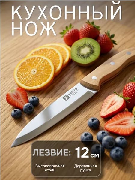 Нож кухонный фруктовый C43-405, длина лезвия 12 см, нержавеющая сталь