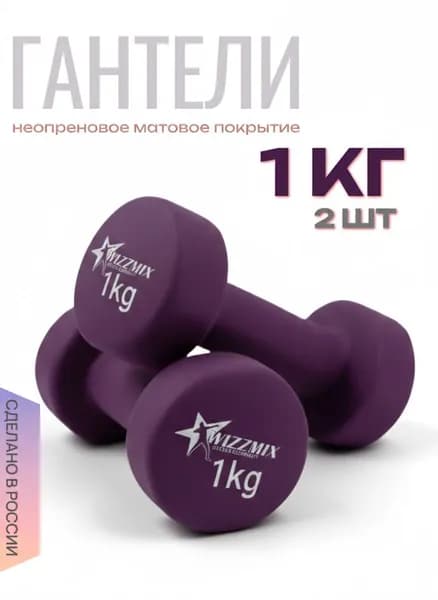Гантели 1 кг 2 шт в наборе,. общий вес 2 кг