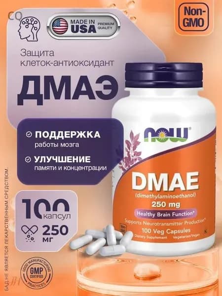 ДМАЭ 250 мг 100 растительных капсул для мозга памяти и концентрации