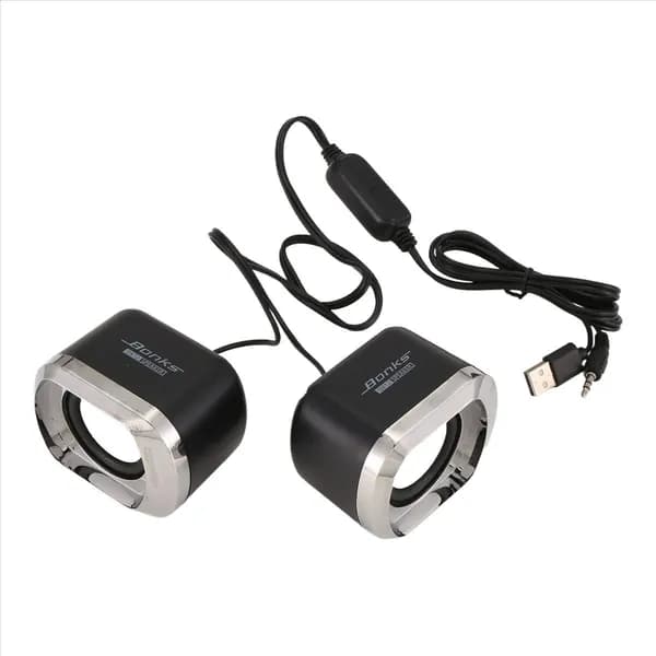 Usb-динамики 2.0 для ноутбука, проводные стерео колонки для персонального компьютера и ноутбука 3.5 мм AUX / с питанием от usb, "мини-динамики" для mp3 mp4, черные.