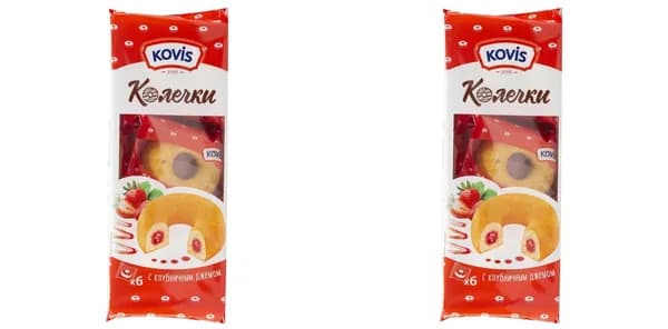 Kovis Сдоба Колечки с клубничным джемом, 240 г, 2 уп