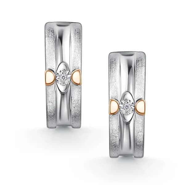 Серебряные серьги DIAMANT-ONLINE с золотой накладкой и бриллиантом 925 пробы