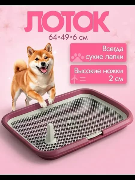 Туалет лоток для собак с сеткой под пеленку 64*49*6см