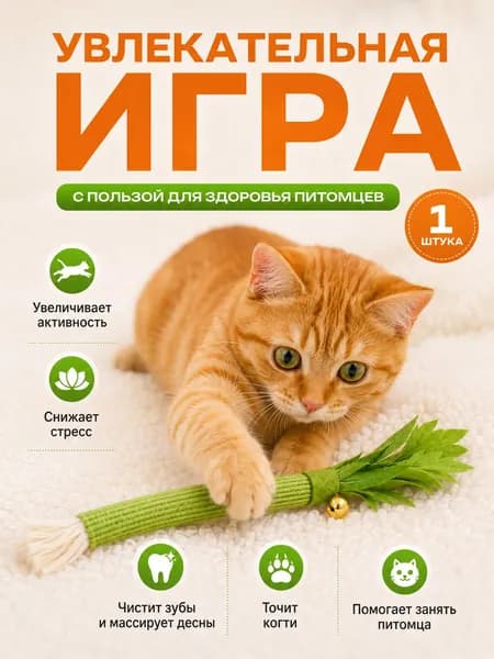 Игрушка для кошек и котят, дразнилка когтеточка с палочками мататаби
