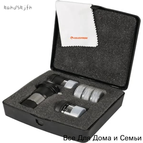 Эксклюзивный комплект Celestron AstroMaster 94307 для телескопа включает два окуляра, линзу Барлоу, три светофильтра, салфетку для оптики и пластиковый кейс
