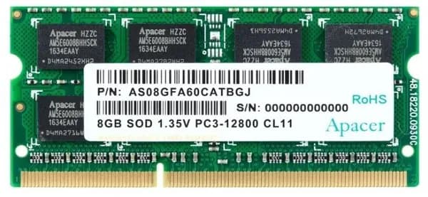 Apacer Оперативная память DDR3 Apacer 8GB 1600MHz CL11 (11-11-11) DDR3, 1600 МГц, 1 x 8 ГБ (AS08GFA60CATBGC)