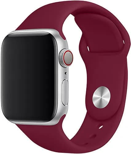 Ремешок для Apple Watch 38/40/41/42 mm размер M/L, силиконовый, цвет Тёмно-красный, браслет на смарт-часы Эпл Вотч для iWatch Series 11 10 9 8 7 6 5 4 3 SE 3 SE совместимый