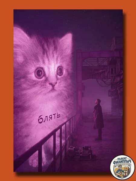 Постер мем прикол "Котик блт" - 20х30см (без рамки)