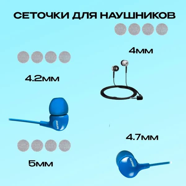 Сеточки наушников круглые 2 комплекта 5 мм