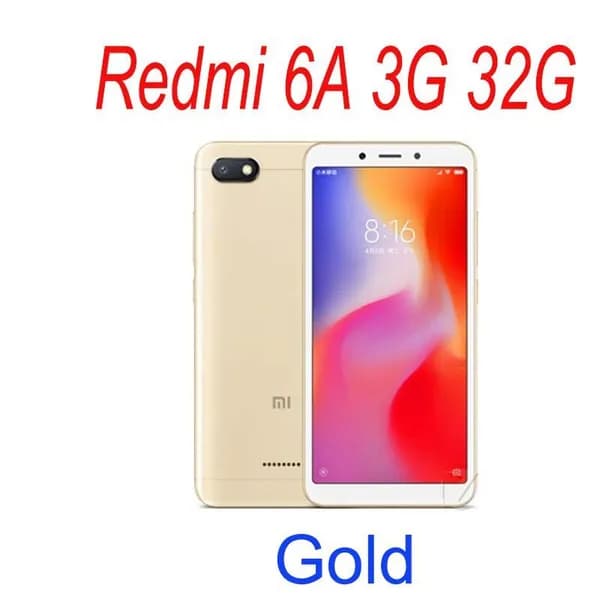 Redmi Смартфон Redmi 6A 3GB 32GB 4G смартфон с подарками чехол и стекло Global 3/32 ГБ, Nano-SIM, золотой