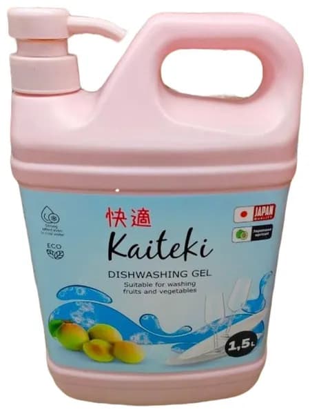Kaiteki Dishwashing Gel Japan Apricot Эко средство для мытья посуды, овощей и фруктов Японский абрикос 1,5 л