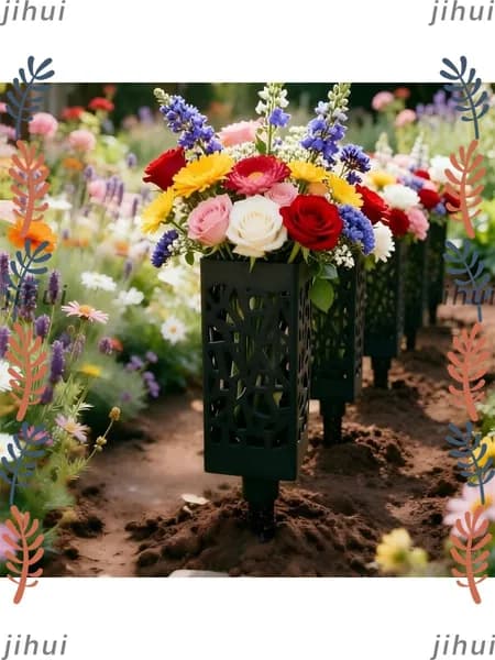 Уличный ажурный напольный кашпо, для сада и кладбища, подставка для искусственных цветов, чёрный пластик